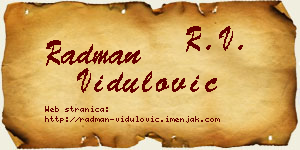 Radman Vidulović vizit kartica
